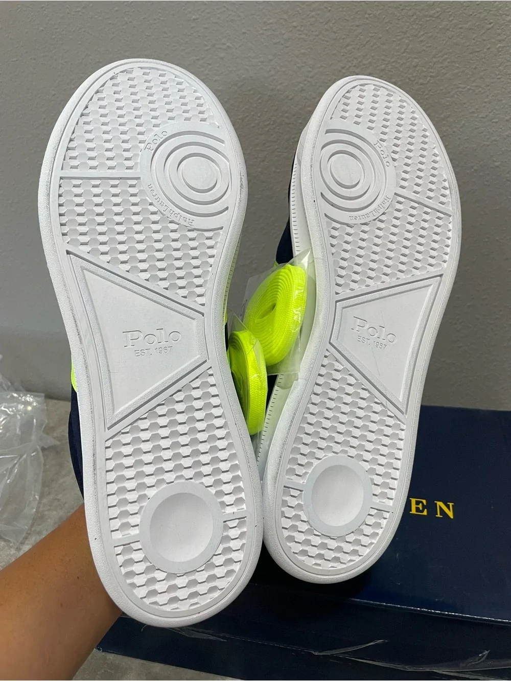 Polo by Ralph Lauren Navy with Neon Yellow Accent Low-Top Sneaker